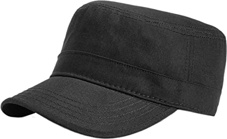 Unisex Militär Armee Hut Männer Frauen Flat Top Cap Adjustable Camo Cadet Cap, Einheitsgröße (Style1_Black)