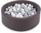 Angelove Bällebad Baby Kinder 90x30cm – Weiches Baumwoll Ballpool mit 200 Bällen – Sicheres Spielzeug für Kleinkinder – Modernes Design für Jungen & Mädchen, Coton, Dunkelgrau