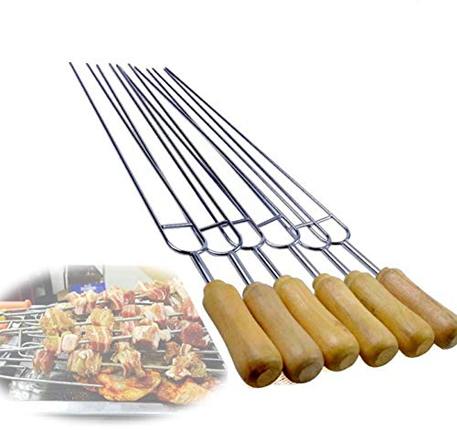 HAPPYGOU 2020 6 PCS en Acier Inoxydable en Forme De U Barbecue Brasage Fourche Double Broches Barbecue Outils Aiguille Barbecue Grill Brochettes en Métal Brochette