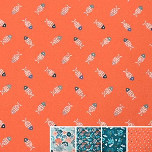 MAGAM-Stoffe Mare Kinder Baumwollstoff Oeko-Tex Meterware 50cm (04. kleine Fische)