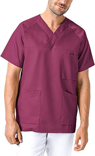 CLINIC DRESS Schlupfkasack - Kasack Herren bunt für Pflege und Altenpflege Berry, M