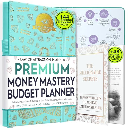 Undated Monatsplaner und monatlicher Rechnungs-Organizer – Eine 12-monatige Reise zur finanziellen Freiheit, monatlicher Budgetbuch-Planer, Law of Attraction Planner