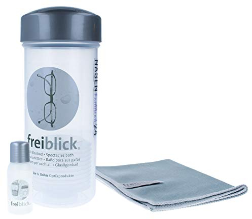 freiblick Brillenbad SET | Schüttelbad zur effizienten Brillenreinigung (Silber-Grau, Groß)