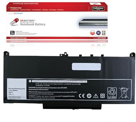 DR. BATTERY J60J5 Laptop Battery Compatible with Dell Latitude E7270 E7470 Series MC34Y 0F1KTM 0MC34Y 0PDNM2 1W2Y2 242WD 451-BBSU 451-BBSX 451-BBSY F1KTM GG4FM J6oJ5 NJJ2H [7.6 V / 55Wh]