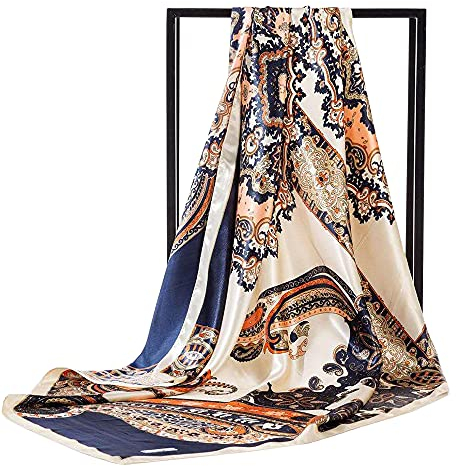 Ecroon Damen Schal Kopftücher Halstuch Elegante Schal Frauen Elegant Seidenschal Business Seidentuch Scarf Bandana Taschentuch Ansatz Handgelenk Verpackungs (One size, #06)
