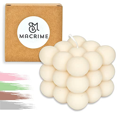 Macrime Bubble Kerze Creme | Vanille Duft | Handmade Deko Kerze | Nachhaltige Duftkerze aus veganem Rapswachs | 12h Brenndauer