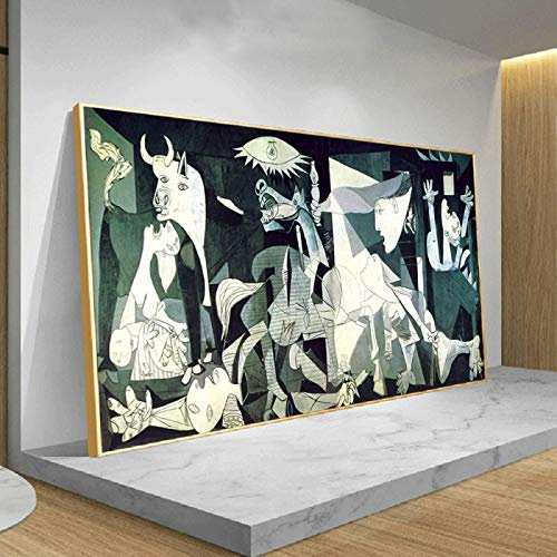 Reproduktionen Leinwand Kunst Poster Von Picasso Berühmte Ölgemälde Guernica Abstrakte Moderne Wandbild Dekoration 85x170cm (33x67in) Mit Rahmen