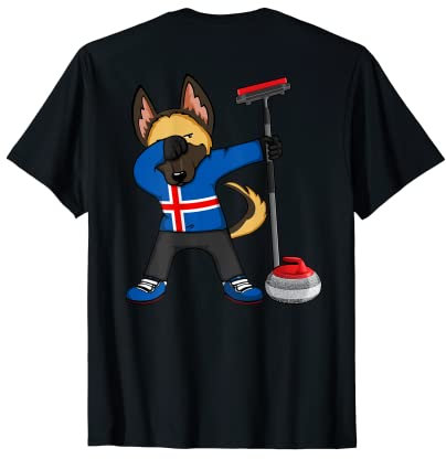 Dabbing German Shepherd Island Curling Fans Trikot Sport T-Shirt