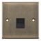 Selectric Polished Antique Brass Single Telephone Master Socket with Black Insert Dark Metal