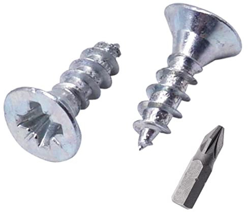 SKIR'CO Lot de 100 vis à bois en acier zingué 3,5 x 12 mm Tête fraisée Pozidriv Vis à panneaux d'aggloméré PZ entièrement filetées (100, 3,5 x 12 mm)