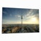 Wallario Herdabdeckplatte/Spritzschutz aus Glas, 1-teilig, 90x52cm mit 13mm hohen Füßen, für Ceran- und Induktionsherde, Fernsehturm Berlin mit Panoramablick über die Stadt