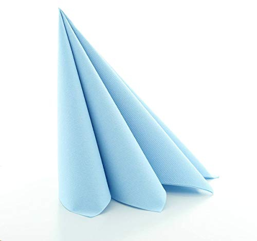 Serviette aus GMIAir 40 x 40 cm, 1/4 Falz, edel und elegant zugleich, perfekt für Private Feiern und auch Gastronomie, 50 Stück, Farbe hellblau