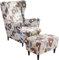 AQIGR 2 Teilig Ohrensessel Überzug Mit Ottomane Schonbezug Stretch Sessel Überwürfe Ohrensesselbezüge Bezug Sesselhusse Tiger Stuhlbezug (Color : #12)