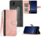 Hoyoikun Coque pour Redmi 9C[2 pcs Protecteur d'écran],Etui en Cuir PU Portefeuille Coque avec Fente Carte,Fonction de Support,Fermeture Magnétique-Rose
