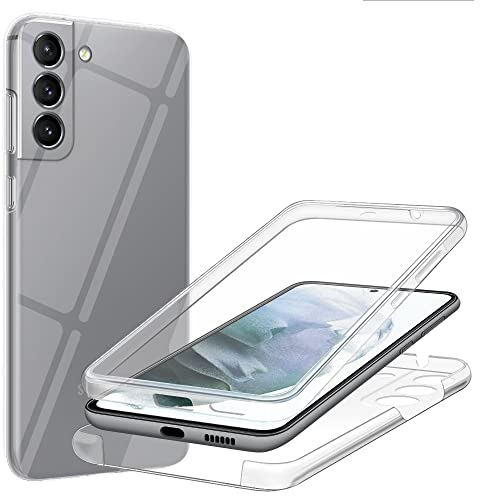 HSP 360 Grad Hülle für Samsung Galaxy S21 FE 5G [Vollschutz] Handyhülle | Case Schutzhülle Kratzfest Stoßfest Fallschutz | Kameraschutz Displayschutz | Passgenau Premium TPU PC Verbund | Transparent