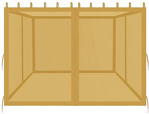 DURCOVER Zanzariera per gazebo, 3 x 3 m, rete di ricambio universale per gazebo con cerniere per esterni, giardino, patio, gazebo, 4 pannelli, pareti laterali, marrone (solo zanzariera)