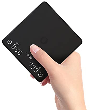 IGERCN Báscula de café de Cocina Digital, Báscula de café Digital Báscula de Espresso con Temporizador Mini Báscula de Cocina Inteligente Peso Precisión USB 2 kg / 0.1gg / oz/ml Regalo