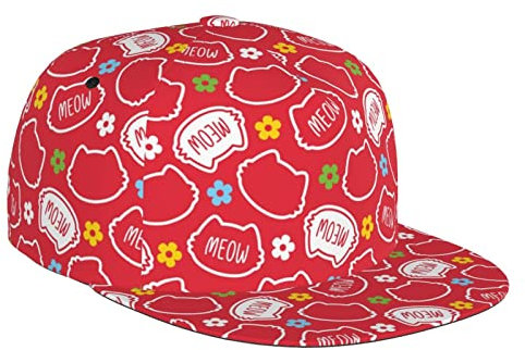 Ahdyr Meow Kitten Doodle Baseballkappe, Trucker-Mütze mit Flacher Krempe, verstellbare Schnalle