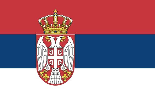 Premium Fahnen Flagge - 90 x 150 cm / 150 cm 90 cm - aus Polyester mit goldenen Ösen - Langlebig und Wetterfest (Serbien)