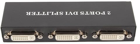 Goshyda 1x2 DVI Splitter, 1 In 2 Out, 1920x1440 HD, 1080P, 2 Port DVI, für PC, HDTV, Projektor (EU-Stecker)