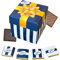 Boîte de Chocolat a Offrir pour Anniversaire - Coffret de 40 Carrés de Chocolats au Lait et Noir - 100% Pur Beurre de Cacao - Fabriqué en France par Chocolat de Mariage - Couleur Bleu - 200 Gr