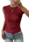 Hotouch Tank Tops Damen Ärmellos Sommer Top Rundhals Basic Slim Fit Oberteile Tunika Shirt Weinrot XXL