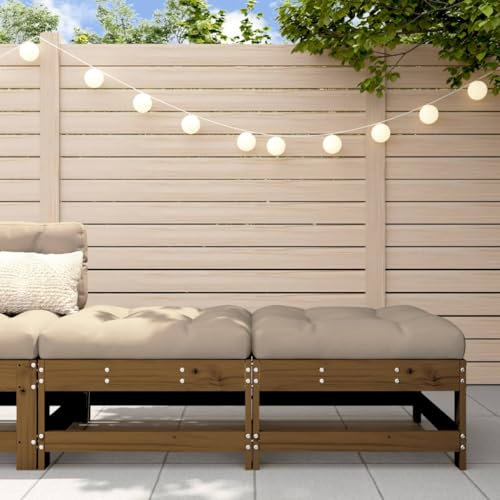 TANZEM Gartenhocker mit Kissen 2 STK. Honigbraun Massivholz Kiefer, Balkon Hocker, Fusshocker Garten, Hocker Garten, Fußhocker Für Sessel, Gartenmöbel Hocker 825586