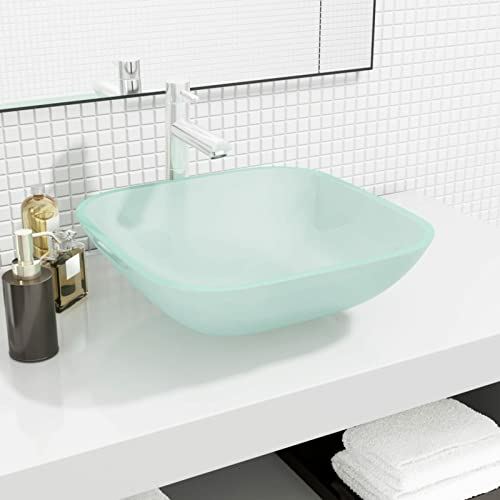 Camerina Waschbecken Glas 42x42x14 cm Matt Badezimmer Unterschrank Waschbecken