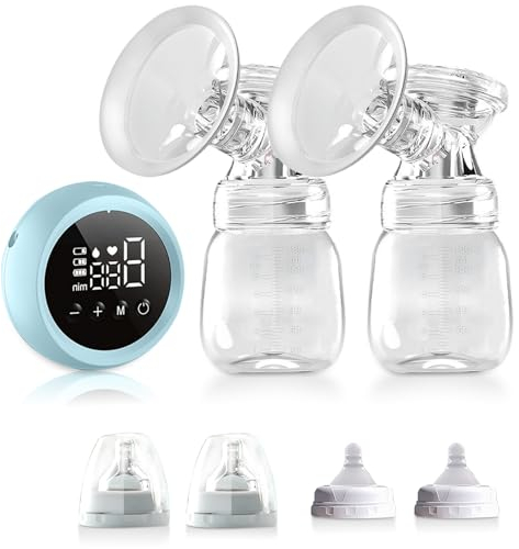 CUBTEM Electric Breast Pump, 2 Modes and 9 Levels Breast Milk Book, Handsfree Electric Breast Pump, with LED Touch Screen, Electric Double Breastfeeding Pain Free, BPA Free (Blue)
