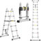 Daromigo Teleskopleiter Klappleiter 3.8M (1,9M+1,9M), 6+6 Stufen Ausziehbare Leiter, Multifunktionsleiter Rutschfester Aluleiter Stehleiter, Tragbar Aluminiumleiter bis 150 kg Belastbarkeit