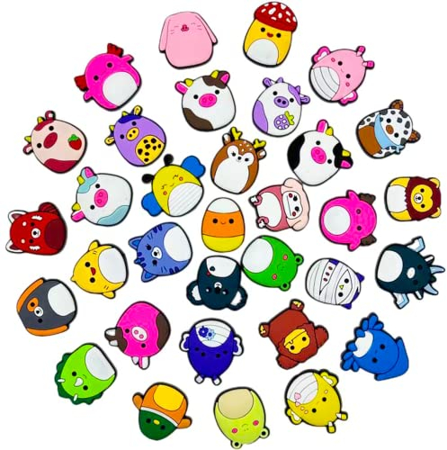 AhLmA 33 Artikel Schuhanstecker Croc Charms set Cartoon-Schuh Charms Geeignet Schuh-Charm croc jibbitz Für Kinder Decoration For Clog Shoes, Bracelets, Party Gifts (Cartoon-Schwein)