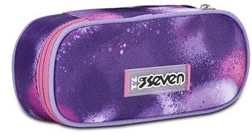 Seven Portapenne Scuola Round Plus, Viola Fucsia, Bubble Street, Bustina Ovale Con Tasca Interna ed Elastici Porta Penne, Accessori Zaino, Elementari, Medie, Superiori, Bambina Ragazza