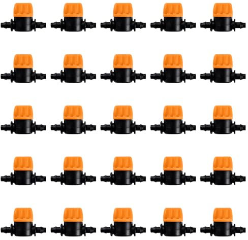 VooGenzek 25 Pezzi 4/7 mm Spinato Valvola in linea, 1/4 Pollice Universale Irrigazione a Goccia Tubo Valvola di Accoppiamento, Mini Valvola per Tubo da 4/7 mm di Irrigazione