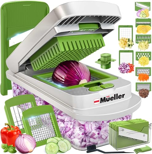 MUELLER HOME Pro-Series 10-in-1 Vegetable Chopper, 8 Blade Onion Mincer