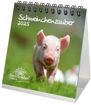 Schweinchenzauber Kalender für 2025 Format 10cm x 10cm Schweine Schweinchen - Seelenzauber