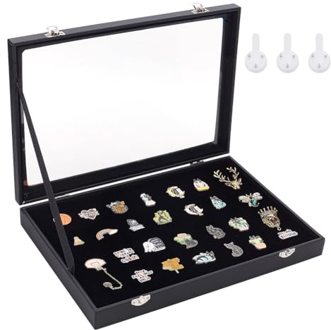 ANATTASOUL Vitrine Murale pour Pièces de Monnaie 14 x 10, Grande Boîte à Ombre, Cadre Photo avec Fenêtre Transparente en Verre, Boîte à Mémoire Rectangulaire, pour Épingles à Bijoux, Médailles