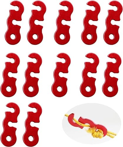 12 tensores de cuerda de tienda de campaña, multifuncionales, aleación de aluminio, Guyline, tensor de cuerda de tienda de campaña, color rojo, fácil de llevar, para tiendas de campaña, senderismo,