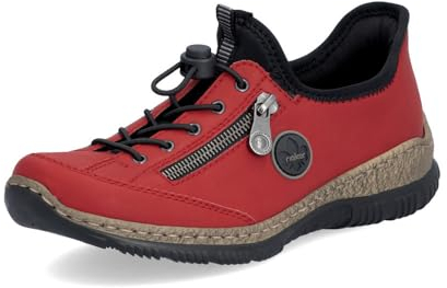 Rieker Damen Low-Top Sneaker N3267, Frauen Halbschuhe,Strassenschuhe,Freizeitschuhe,Turnschuhe,Laufschuhe,Freizeit,sportlich,rot (33),38 EU / 5 UK