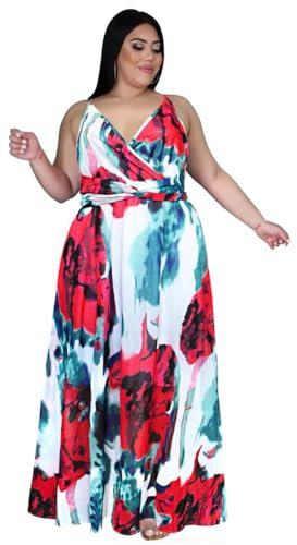 Damen Sommerkleid Halter Ärmel los Langes Kleid Bohemian Plissee Strand Kleid Damen Flowy Holiday Swing Lose Fit Kleider für Party Abend-1||5XL