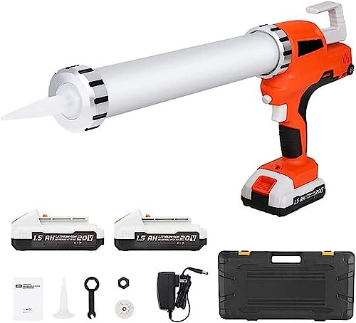 Caulking Gun Cordless Battery Powered Cartridge Sausage Caulk Adhesive Gun - Sealant Gun for 10-20oz Cartridges and Sausage Packs - 1 Battery Included