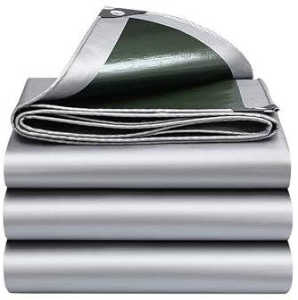 MIAOSHUANG Bâche imperméable argentée, pare-soleil isolant thermique, bâche résistante à l'usure et aux rayures en matériau PE pour une utilisation polyvalente,5x7m