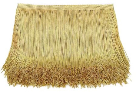 10 Yards Länge 15cm Fransenborte, Seide Fransen Quaste Fransenband Dekoband, Fransen Geschnitten für DIY Basteln Apparel Kleidung Kostüme Dekoration Tanzfransen zum Nähen (Gold)