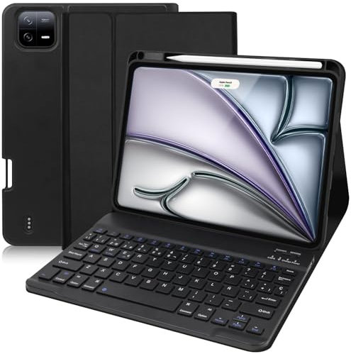WINCHKING Funda con teclado para iPad Air de 13 pulgadas 2025 M3/2024 M2, funda con teclado para iPad Pro de 12,9 pulgadas (3ª 4ª 5ª 6ª generación), Bluetooth magnético desmontable con disposición
