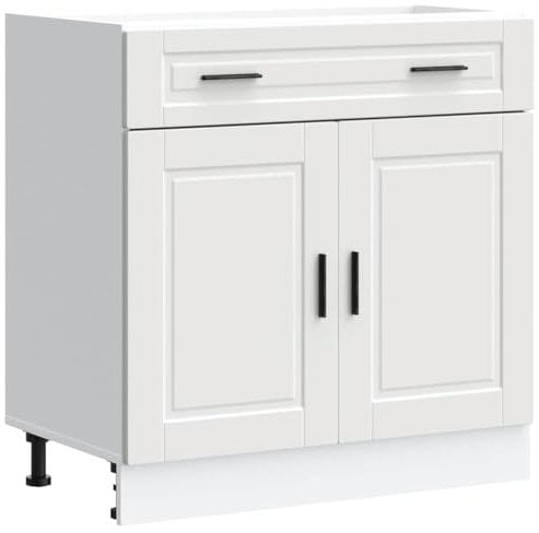 vidaXL Porto Kitchen Base Cabinet - White Engineered Wood, Adjustable Feet, Ample Storage, Modern Design