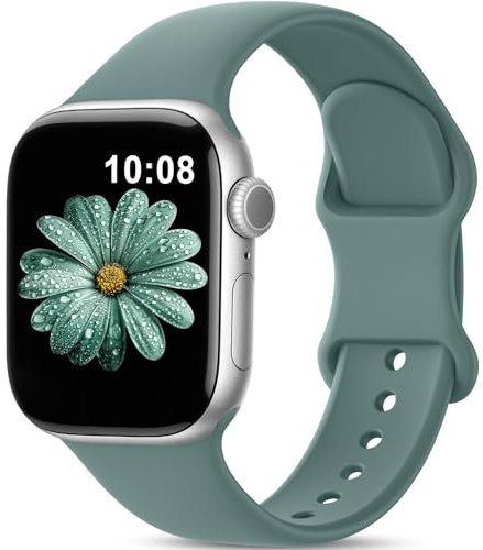 AMSKY Silikon Sport Armbänder Kompatibel mit Apple Watch Armband 40mm 42mm 46mm 44mm 45mm 41mm 38mm, Damen Herren Weiche Wasserdicht Band für iWatch Series 11 10 9 8 7 6 5 4, SE 3 2 1, Kieferngrün