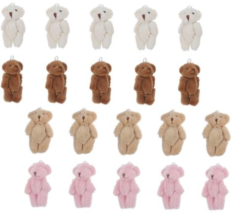 ADOCARN 20pièces Mini Ours Peluche Multicolores Jouets Peluche Doux pour Porte-clés De Fête Shower Et Anniversaire