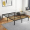 GOPLUS Cadre de Lit 160 x 200 CM, Lit Plateforme avec Sommier à Lattes, Charge 300KG, Sommier à Matelas Métallique, Noir