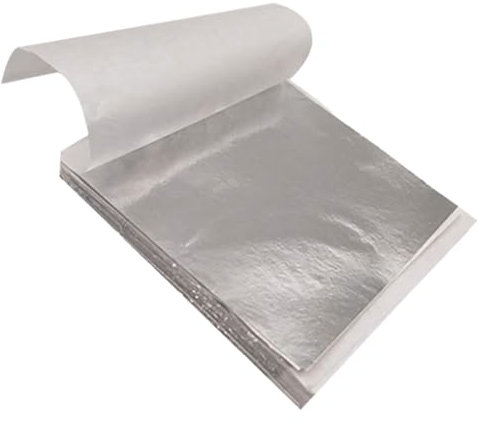 100 Sheets Silver Leaf Sheets,Gold Paper Multipurpose,Silver Foil Sheets Kit (8 x 8.5 cm),for Foil Art,Gilding Paintings Arts Crafts Nail Picture Frames,DIY Projects,Furniture Decoration,Home Walls