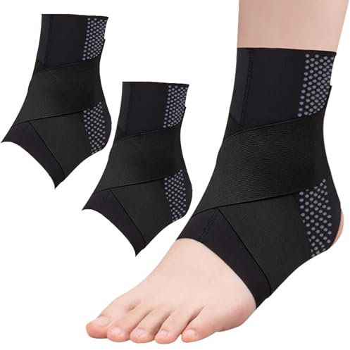 Paquete de 2 tobilleras con correa; esguince de tobillo, tendinitis de Aquiles y fascitis plantar, soporte para alivio de tendinitis de Aquiles, soporte de tobillo para mujeres y hombres, correr,