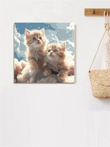 Lituor Peinture par Numero Adulte,Chats animaux DIY Acryliques Peinture Numero,Kit de Peinture à l'huile sur Toile avec Brosses et Peintures Acryliques Cadeau pour Mur de Maison sans Cadre,80x80cm